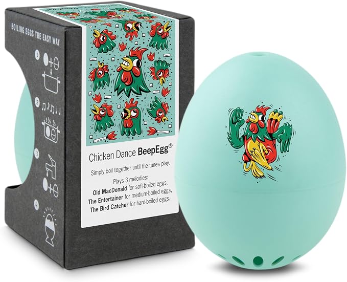 Chicken Dance BeepEgg – Egg Timer for Boiling Eggs – Musical Egg Cooker for Soft, Medium, Hard Boiled Eggs – Food Safe – Singing Floating Egg Timer – Egg Cooker for 3 Levels of Doneness - Brainstream