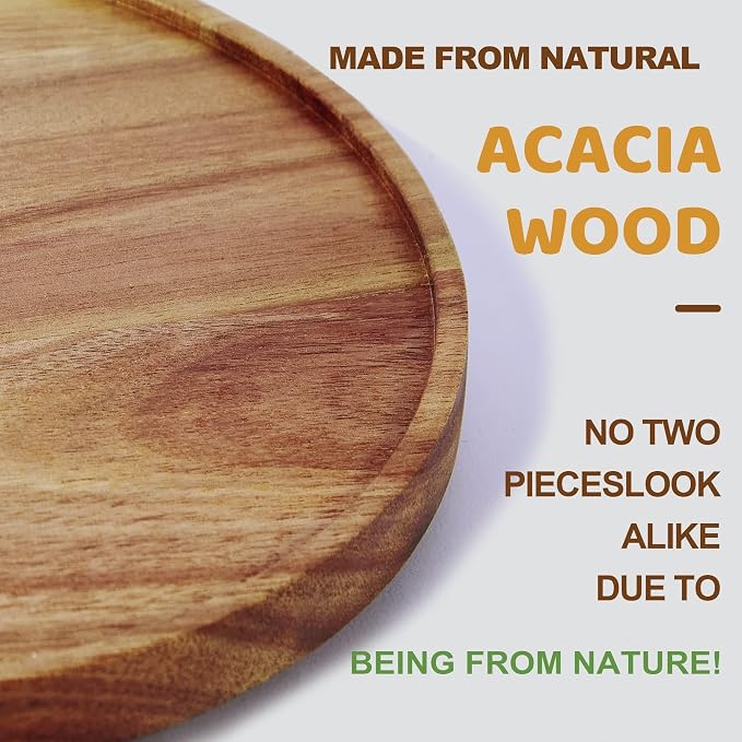[ 2 Pack ] 12-inch Acacia Wood Lazy Susan Organizers,Turntable for Cabinet