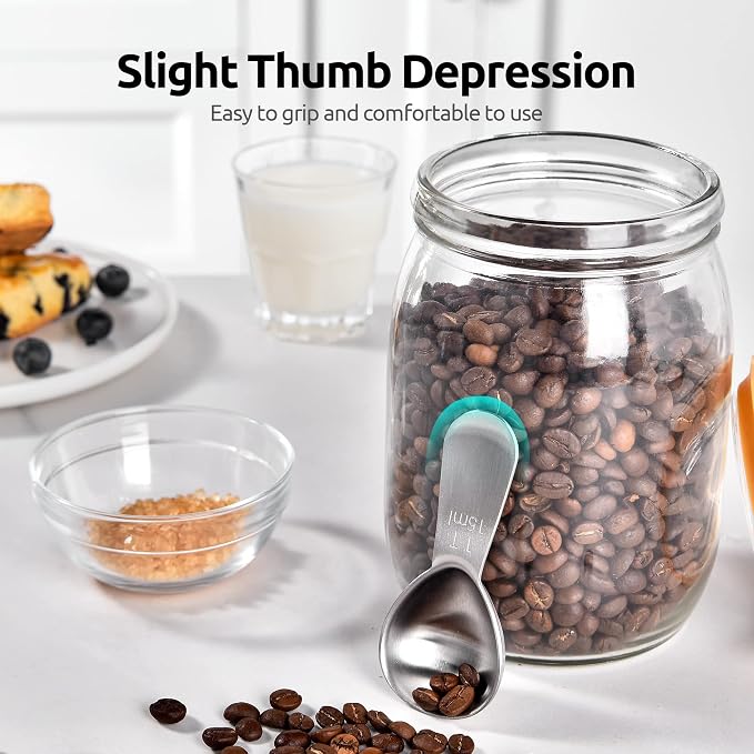 U-Taste 18/8 Stainless Steel Coffee Scoop: 1 Tbsp Scoop Measure Spoon, 2Pcs | Stainless Steel Tablespoon Measuring Spoon, Tablespoon Coffee Spoons, Short Handle Tbsp Scooper for Ground Coffee Bean Powder
