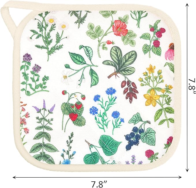 6 Pack Pot Holders 100% Cotton Heat Resistant Potholder, Machine Washable Pot Holder, Hot Pads, Table Pads for Cooking Baking (N)