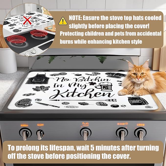 Kitchen Stove Top Covers for Electric Stove, Electric Gas Stove Pad Heat Resistant Range Cooktop Protector for Home Decor Kitchen 28"x20"
