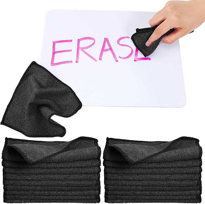 50 Pcs Dry Erase Cloth,6 X 6 Inch,Black | Cleaning Rags Reasonable Whiteboard Cloth Kitchen Towels Microfiber Towels Cars Wash