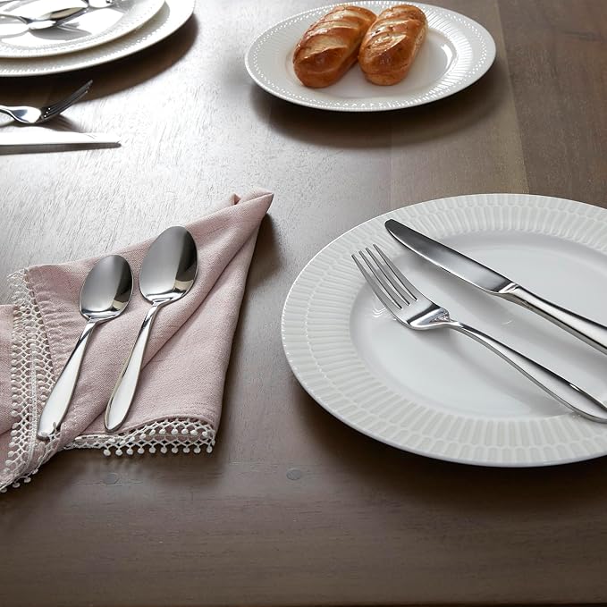 Oneida Mooncrest 12-Piece 18/0 Silverware Set for 2, Flatware | mirror finish, dishwasher safe | includes knives, forks, and spoons | cutlery set for kitchen and dining