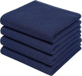 Homaxy 100% Cotton Waffle Weave Kitchen Dish Towels 4-Pack, Dark Navy | 13 x 28 Inches, Ultra Soft Absorbent Dish Towels, Quick Drying Cleaning Towels