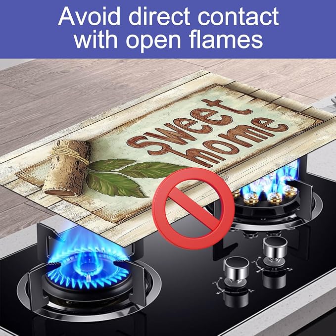 HOMETITUTE Sweet Home Stove Top Cover 28x20 Rustic Wood Diatomite Mat