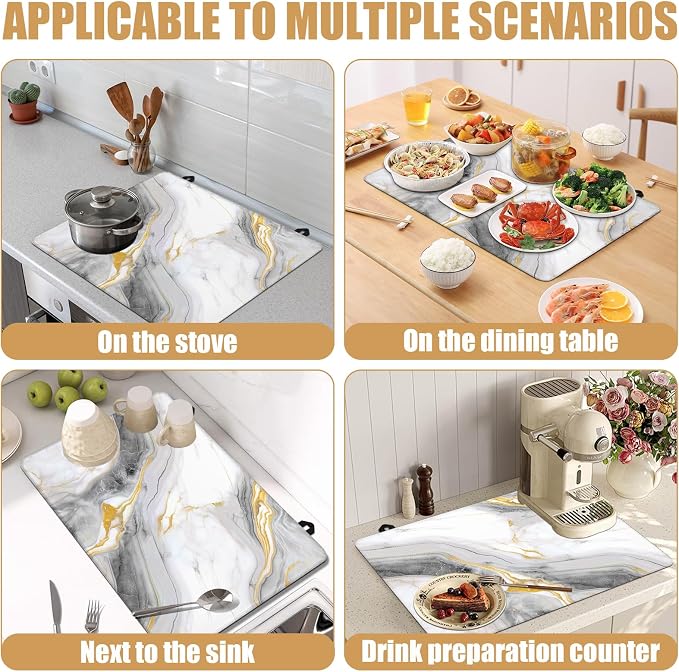 White Marble Stove Top Covers for Electric Stove, Electric Gas Stove Pad Heat Resistant Range Cooktop Protector for Home Decor Kitchen 28"x20"