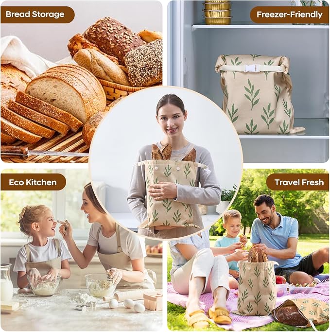 Reusable Beeswax Bread Bag for Homemade Bread & Sourdough Bread Storage – Waxed Bread Bags, Organic Beeswax Cotton Bag Preservation Storage to Keep Fresh – XL, L, M Set of 3
