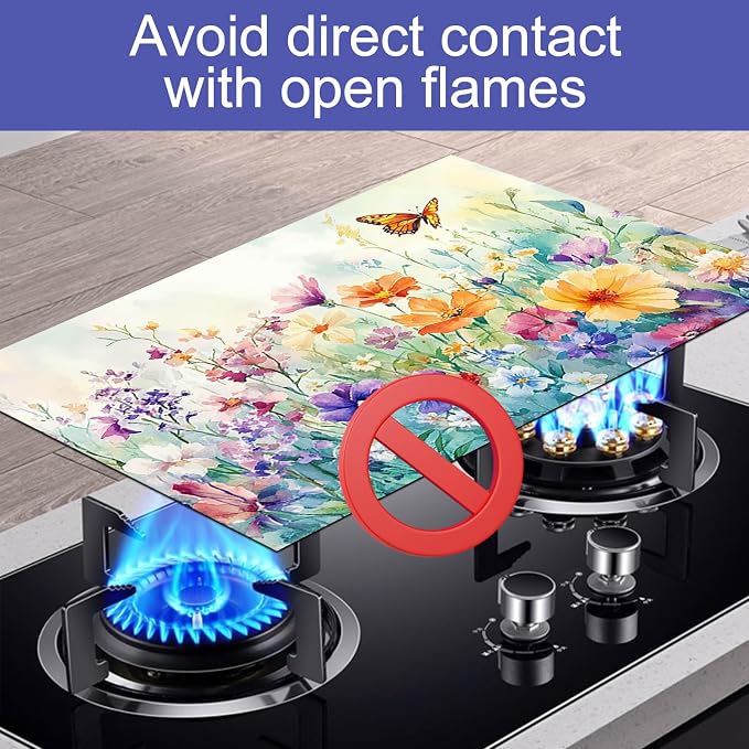 HOMETITUTE Wildflower Stove Top Cover 28x20 Butterfly Diatomite Mat