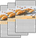 Hunnycook 15.8”×9.8” Cooling Rack, 3P Stainless Steel Baking Rack, Oven Safe Cooling Racks for Cooking and Baking, Black Roasting Rack & Wire Rack & Cookie Cooling Rack for Roasting, Grilling, Drying
