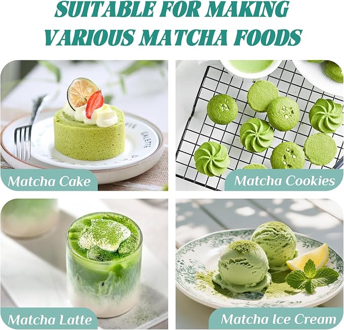 Matcha Whisk Set: Matcha Set with Bamboo Matcha Whisk and Ceramic Holder,Bamboo Scoop+Wooden Spoon,Scoop Holder,Sifter - Cute Matcha Tea Set - 6 Pcs Matcha Kit - Tools for Matchas Ceremonial Grade Kit