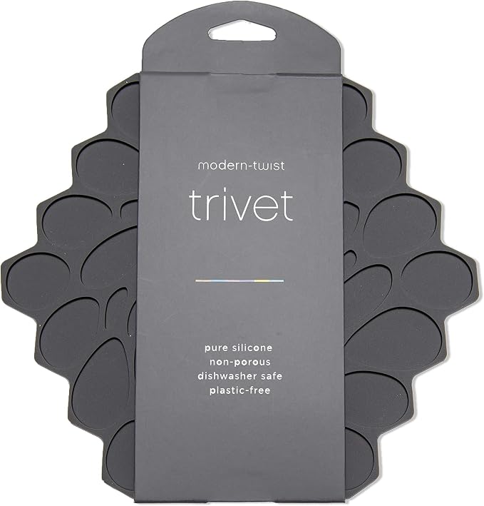7 x 7" Hive Interlocking Silicone Trivet, BPA, PVC-Free , Heat Resistant Up To 675°F, Non Slip, Protects Table From Heat, Graphite Color, Pack of 1