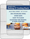 Cooling & Baking Rack Set - Sheet Pan - 10'' x 14.7" | 100% Stainless Steel, Oven-Safe, Dishwasher-Safe, Heavy Duty Tight-Wire, Set of 2, Half Sheet Pan Cooling Racks, Easy Clean