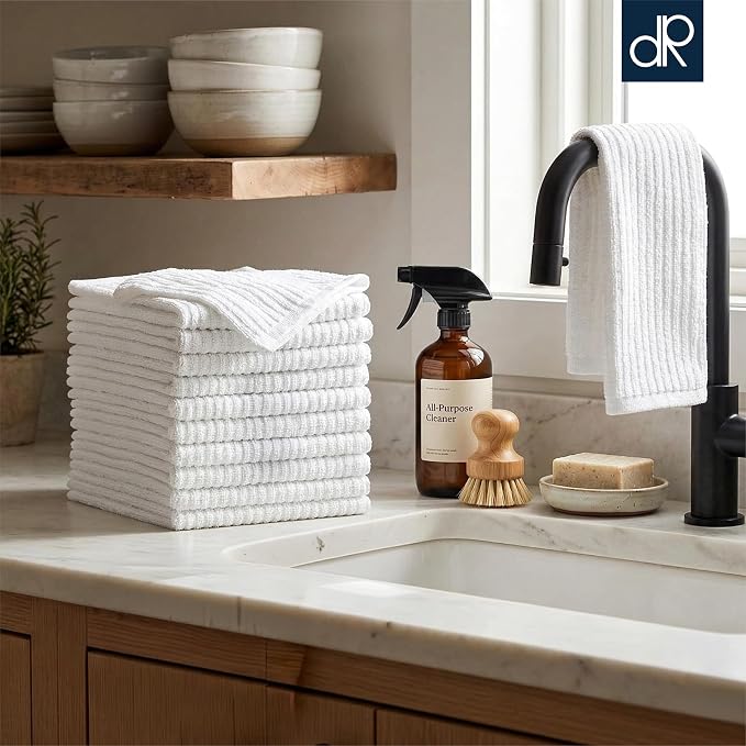 10 Pack 100% Cotton Bar Mops, 16 x 19 in, Ultra Absorbent
