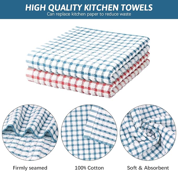 Nialnant 8 Pcs Kitchen Dish Rags,100% Cotton Soft Absorbent Quick Drying Dish Cloths for Kitchen,Washing Dishes,Cleaning rags-11 x 11In (Pack of 2)