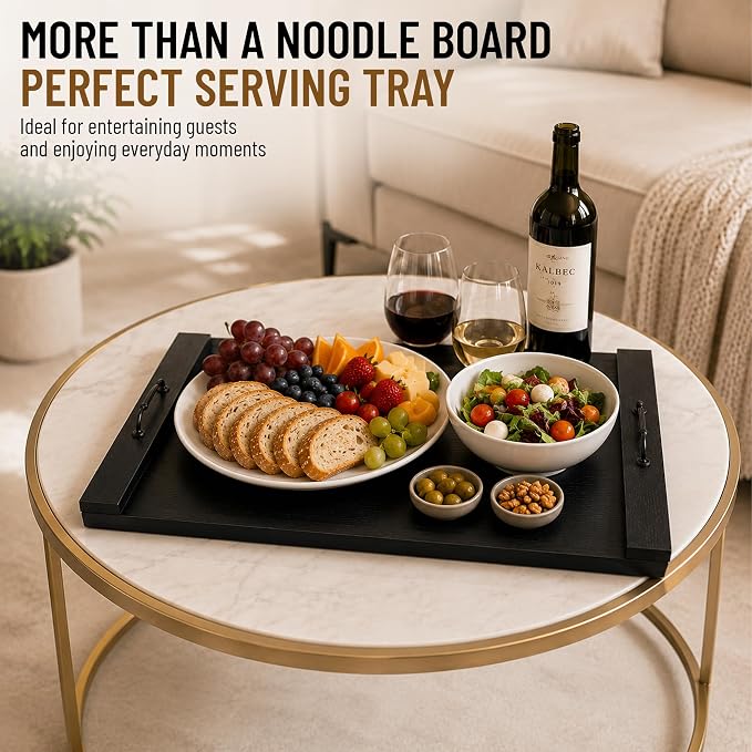 Stove Top Cover, 29.5 x 22 in Noodle Board for Electric Range and Gas Cooktop, Wooden Range Cover with Handles, Farmhouse Kitchen Decor
