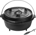 Overmont 9QT Cast Iron Dutch Oven - Pre-Seasoned Pot with Lid Lifter & Legs | Camping Dutch Oven with Cookbook, Cast Iron Pot with Skillet Lid Dual Handles, for Outdoor Campfire Cooking BBQ Grill Stove