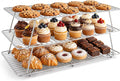 Cooling Rack 16"x10", 3-Tier Stackable & Collapsible Cooling Racks | Cooling Racks for Cooking and Baking, Roasting, Grilling, Oven & Dishwasher Safe (Silver, 3-Tier-SL)