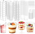 mwellewm 400 Pcs Dessert Cups with Lids and Spoons, 5 OZ Parfait Cups 3 OZ Plastic Desert Cups Clear Mini Shooter Cups for Party Reusable Small Appetizer Serving Fruit Cup Ice Cream Cake Pudding