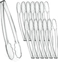 [Clear Tongs 12'' Inches] Plasticpro 12'' Serving Tongs Heavy Duty Reusable Kitchen and BBQ Clear Serving Tongs for party's, Caterings, Events, Buffet, Weddings, And every Day use Pack of 12