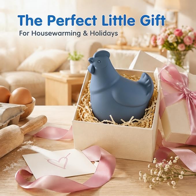 Silicone Hen-Shaped Egg Yolk Separator, Blue | For Baking, BPA-Free, Food-Grade Yolk Remover Tool, Dishwasher Safe, Funny Kitchen Gadget Gift for Women