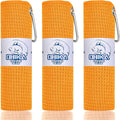 Microfiber Fishing Towels with Clip, Waffle Pattern for Effective Cleaning of Fishing Gears or Dirty Hands, 16” x 16”, Camping Towels, Hiking Towels, Pack of 3 (Orange)