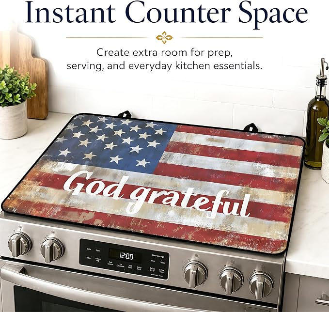 Stove Top Covers with A Non-slip Rubber Coating | protect Your Stove from Scratches, Extend Countertop Space, and Add A Classic Kitchen Touch