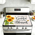 Sunflowers Glass Top Stove Cover Protector,Thankful Grateful Stove Top Covers for Electric Stove,Washable Heat Resistant Cooktop Mat Anti-Slip Range Covers, 28 x 20 Inch