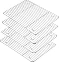 P&P CHEF 4 Pcs Baking Wire Rack for Cooling, 15.3 Inch | Rectangle Cooling Racks for Cooking and Roasting, Fit for Oven Pan, Healthy & Non-Toxic, Rust Free & Dishwasher Safe