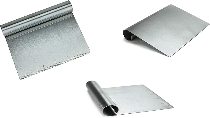 Stainless Steel Food Scraper, Multi-Purpose Bench Scraper | Stainless Steel Dough Cutter with Measurement Marks