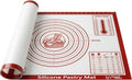 XL Silicone Pastry Mat for Baking Dough Mat, Extra Large 28x20 inches Red | Non-Stick & Non-Slip Dough Mat for Rolling Out with Measurements, Bread, Pizza, Pie Crust, Cookies, Fondant Oven Safe