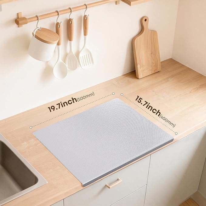 Stainless Steel Cutting Board, 19.6"L x 15.7"W | Heavy Duty, Metal with Lip & Non-slip Pad, Scratch Resistant Surface, Easy To Clean