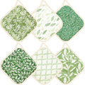6 Pack Pot Holders 100% Cotton Heat Resistant Potholder, Machine Washable Pot Holder, Hot Pads, Table Pads for Cooking Baking (T)