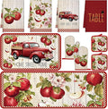 Fourluoo 10 Pcs Apple Farmhouse Kitchen Decor Set Dish Towels Kitchen Rugs Oven Mitts and Pot Holders Set for Cooking Baking Grilling Women Mom Daughter Gift (Fruit Color)
