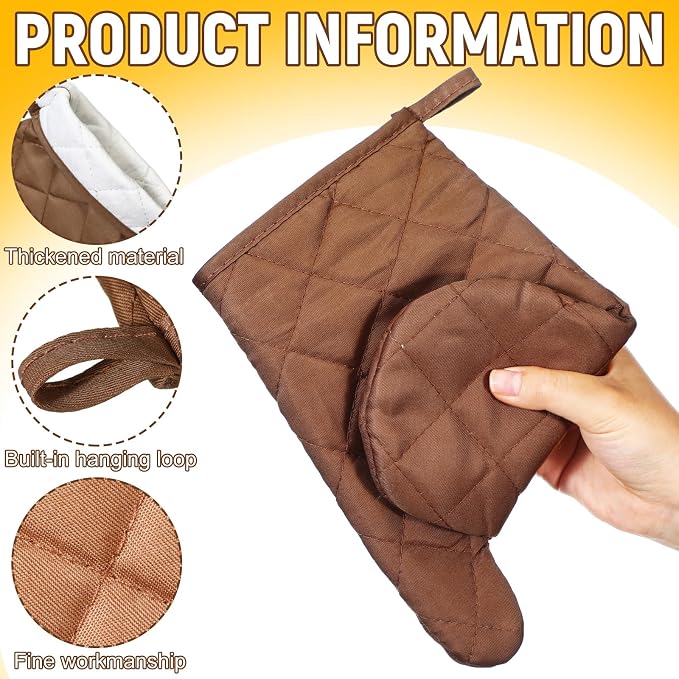 Geyoga 12 Pairs Oven Mitts Heat Resistant Kitchen Long Oven Gloves Mitts Thick Cotton Winter Quilted Baking Flexible Glove Bulk for BBQ Picnic Kitchen Grilling 10.6 Inch (12 Pairs,Orange red)