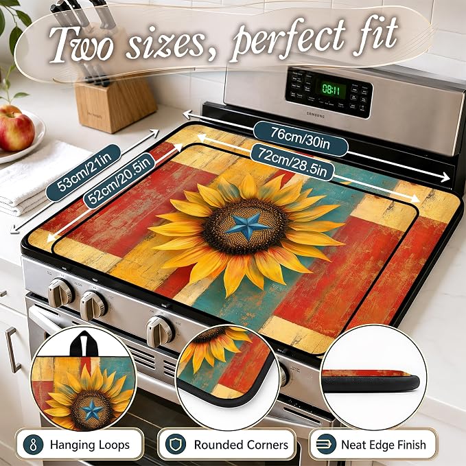 Patriotic Electric Stove Top Cover | Heat Resistant Glass Cooktop Protector for Kitchen Ceramic Countertops, Multiuse Stove Cover and Dish Drying Mat