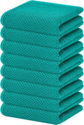 Homaxy 100% Cotton Waffle Weave Kitchen Dish Towels 8-Pack, Teal | 13 x 28 Inches, Ultra Soft Absorbent Dish Towels, Quick Drying Cleaning Towels