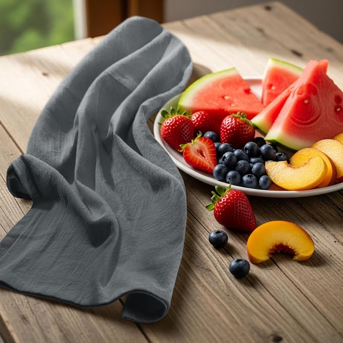 Utopia Kitchen Light Grey Flour Sack Towels [6 Pack-28 x 28 in] 100% Cotton | Tea Towels for Cleaning & Drying - Highly Absorbent Kitchen Dish Cloth