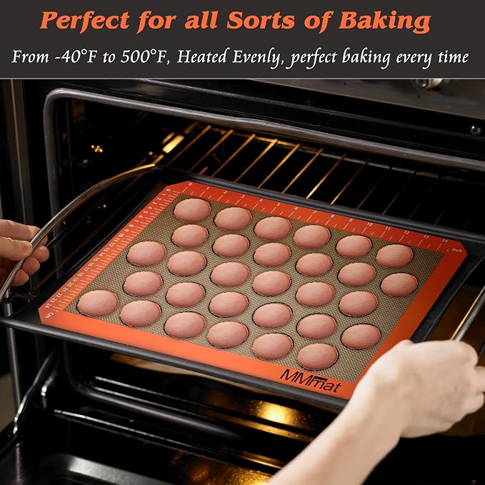 Best German Silicone Baking Mat, 2 Half Sheets Macaron Baking Mats | Non Slip Silicone Baking Sheet, Non Stick Reusable, BPA Free, PFOA Free, Non-toxic, Dishwasher Safe