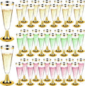 GuanQiao 100 Pack Plastic Champagne Flutes with Gold Rim Gold Bottom, 5.5 Oz Clear Disposable Plastic Champagne Glasses, Wine Glasses Cups for Wedding Celebration New Years Eve Party Supplies