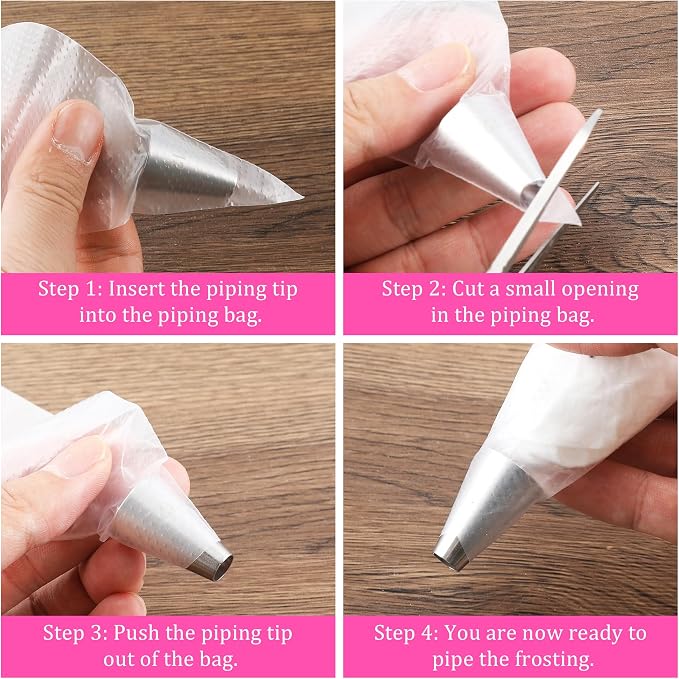 3 Pcs Round Piping Tip, #12 Stainless Steel Reusable Icing Nozzles | Professional Cake & Cookie Decorating Tips Set for Macarons, Cupcakes, Frosting and Baking Projects