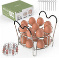 Stackable Egg Steamer Rack Holds 18 Eggs with Handles, Stainless Steel Instant Pot Trivet Fits 6qt/8qt Pressure Cooker, 2-in-1 with Skewers for Grilling