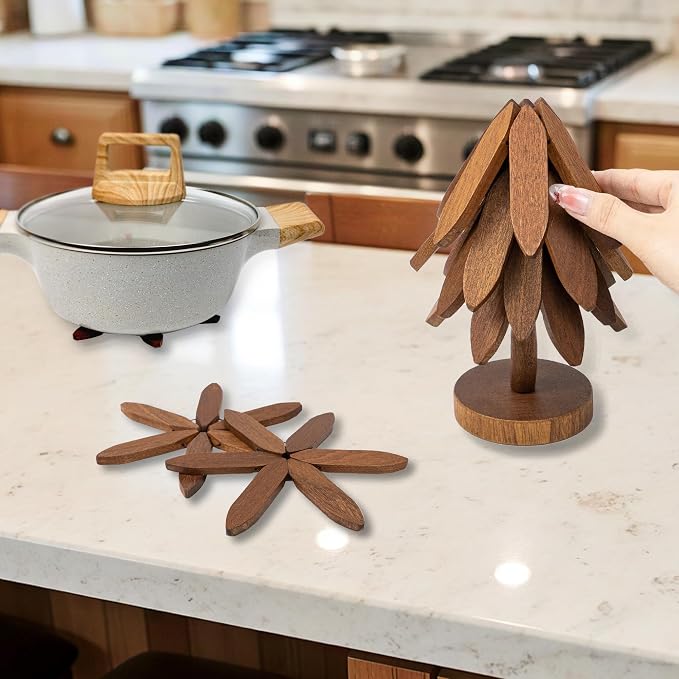 Yuoyar Wooden Tree-Shaped Trivets Set for Coffee Table, Kitchen