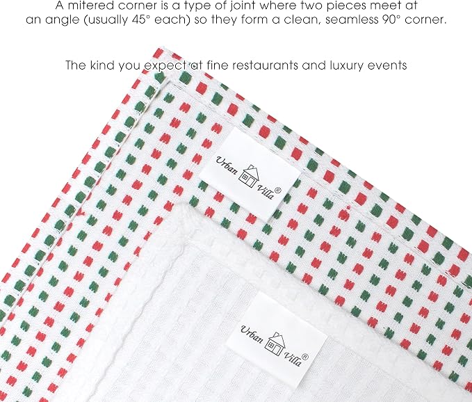 Urban Villa Kitchen Towels Cotton Dish Towels 20”x30” (Set of 6)Red/Grn/Wht