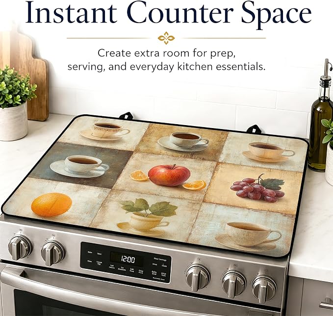 Stove Top Covers with A Non-slip Rubber Coating | protect Your Stove from Scratches, Extend Countertop Space, and Add A Classic Kitchen Touch