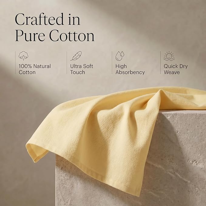 Urban Villa Kitchen Towels Cotton Dish Towels 20”x30” (Set of 6) Yellow