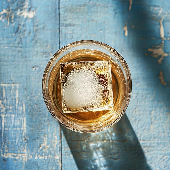 Ice Cube Molds, 2 Pack Silicone Trays for 8 Large Square Cubes | Slow Melt Large Squares, Flexible Silicone Trays, Easy Release, 2 Pack, for Whiskey Cocktails Coffee & More