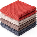 BOOMIBOO 4-Pack Dish Towels,100% Cotton Waffle Weave,13x28 in,Mixed Color | Ultra Soft Absorbent, Quick Drying