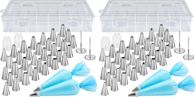 Kootek 42pcs Piping Bags and Tips Set, Cake Decorating Supplies Kits for Baking with 36 Numbered Frosting Icing Tips, 2 Reusable Pastry Bags, Easy Carry Storage Box and Other Baking Tools (Pack of 2)
