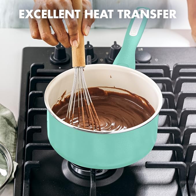 GreenPan Rio Healthy Ceramic Nonstick 2QT Saucepan with Lid, PFAS-Free, Dishwasher Safe, Turquoise