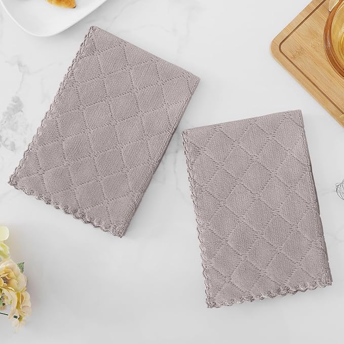 Homaxy 12 Pack Super Soft Absorbent Dish Towels, 10" x 20", Grey | Coral Velvet, Nonstick Oil Fast Drying Microfiber Cleaning Cloth, No Lint Dishcloths for washing and drying